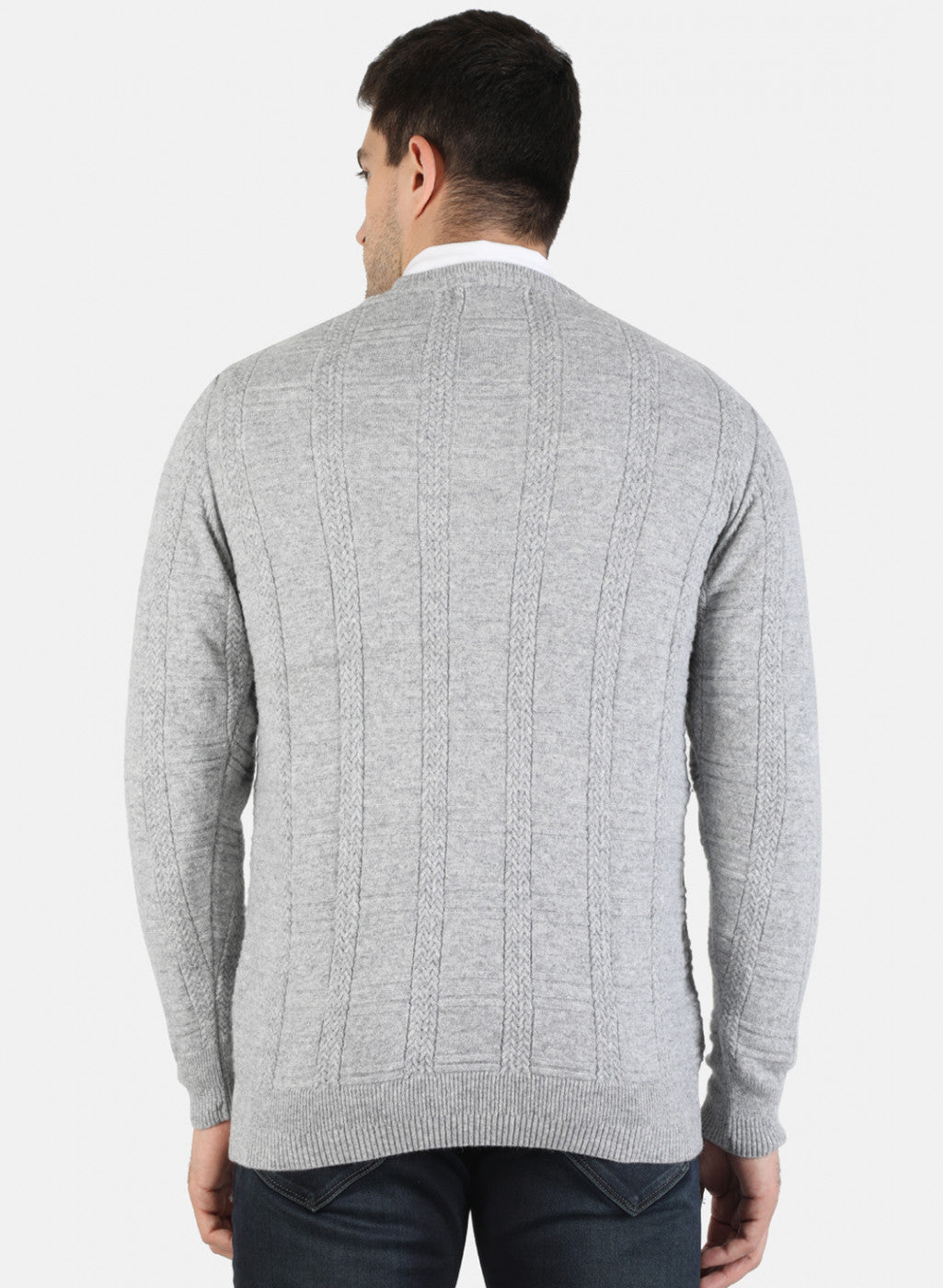 Men Grey Solid Pullover