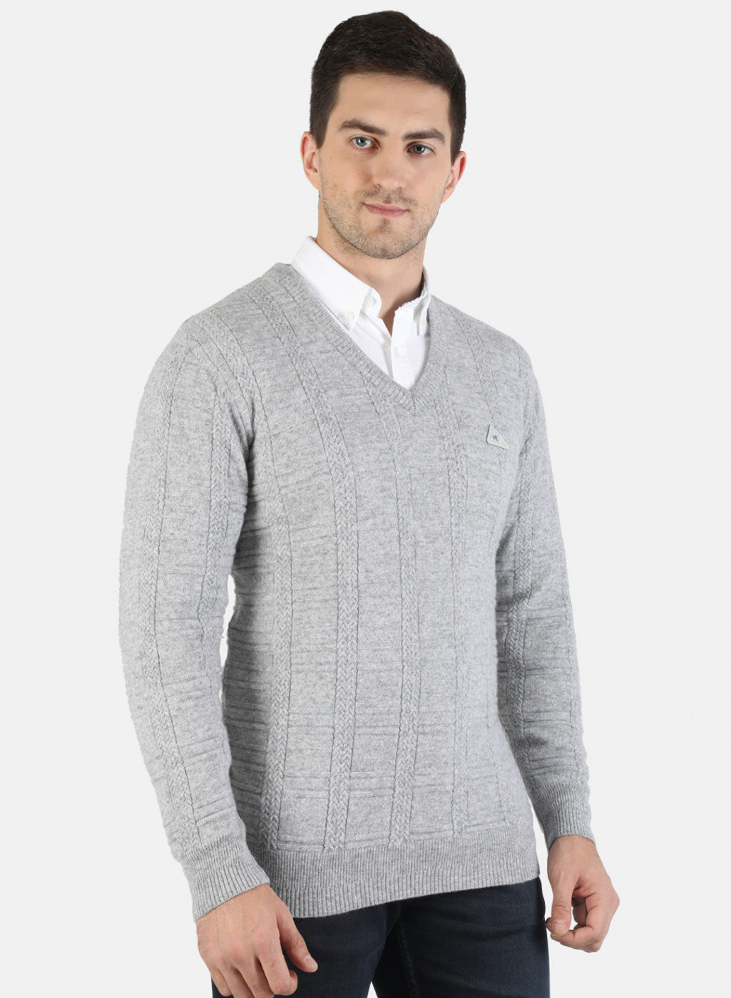 Men Grey Solid Pullover