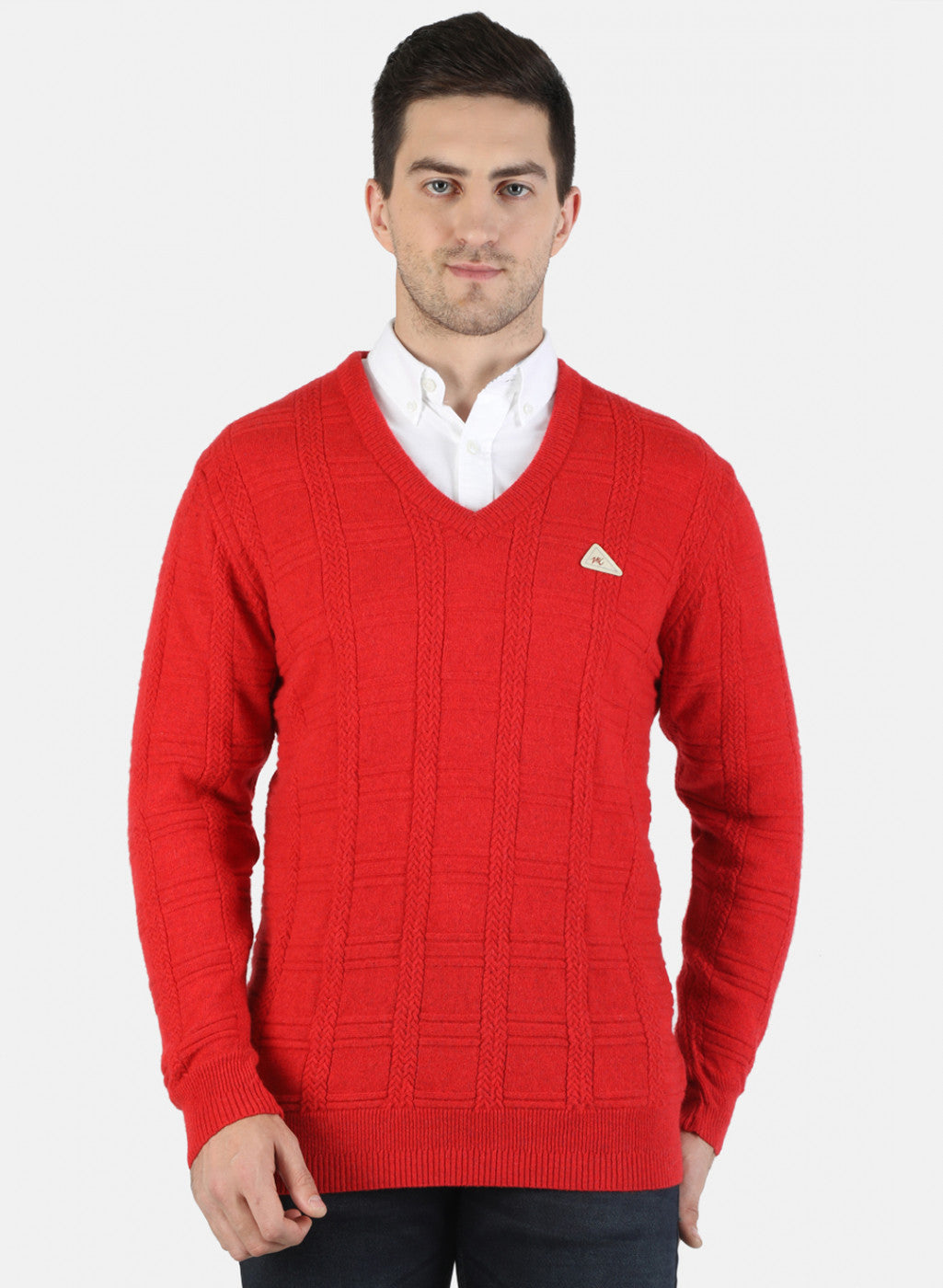 Men Red Solid Pullover