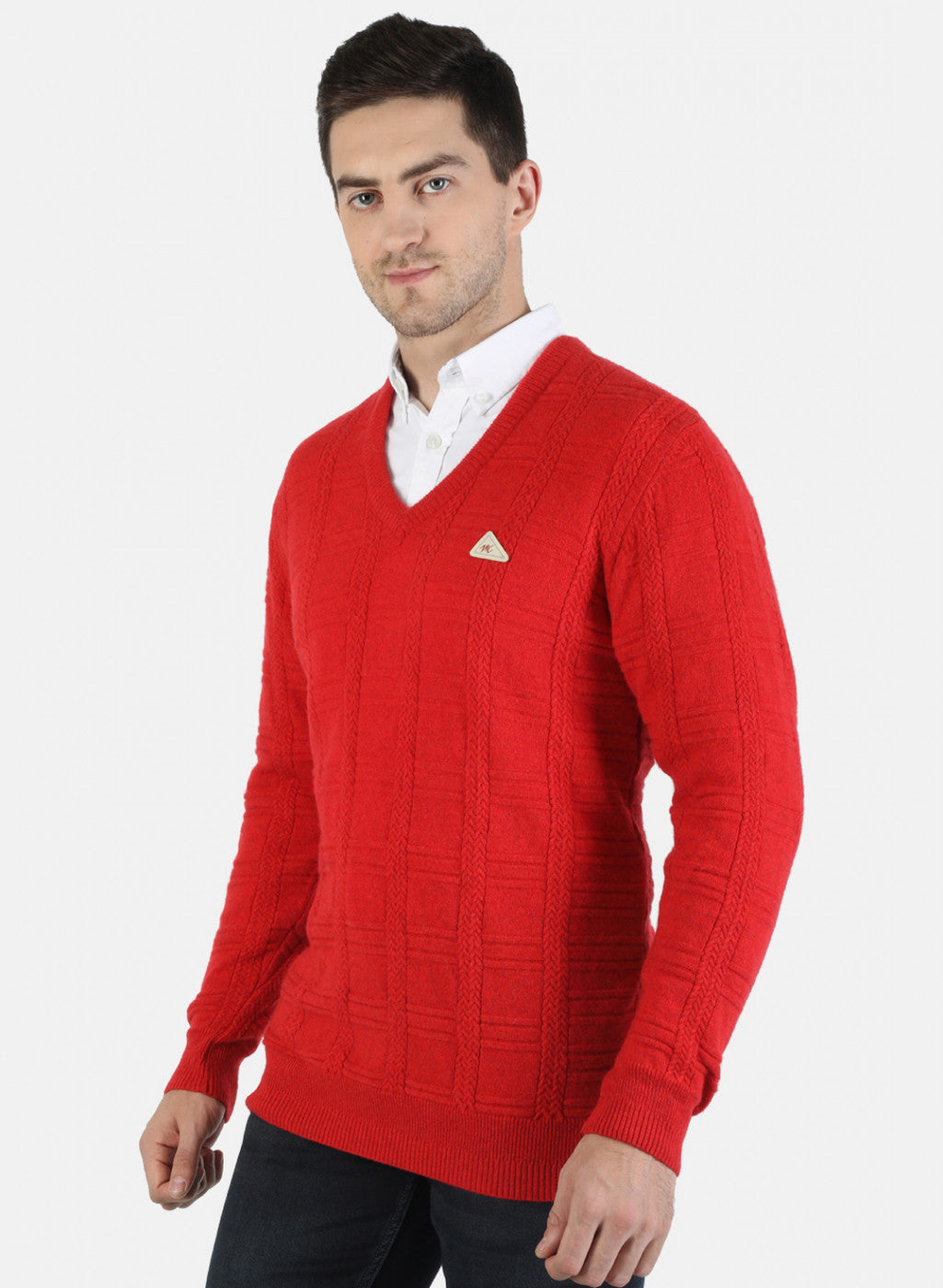 Men Red Solid Pullover