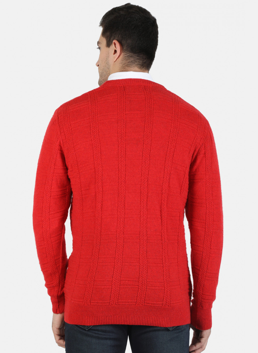 Men Red Solid Pullover