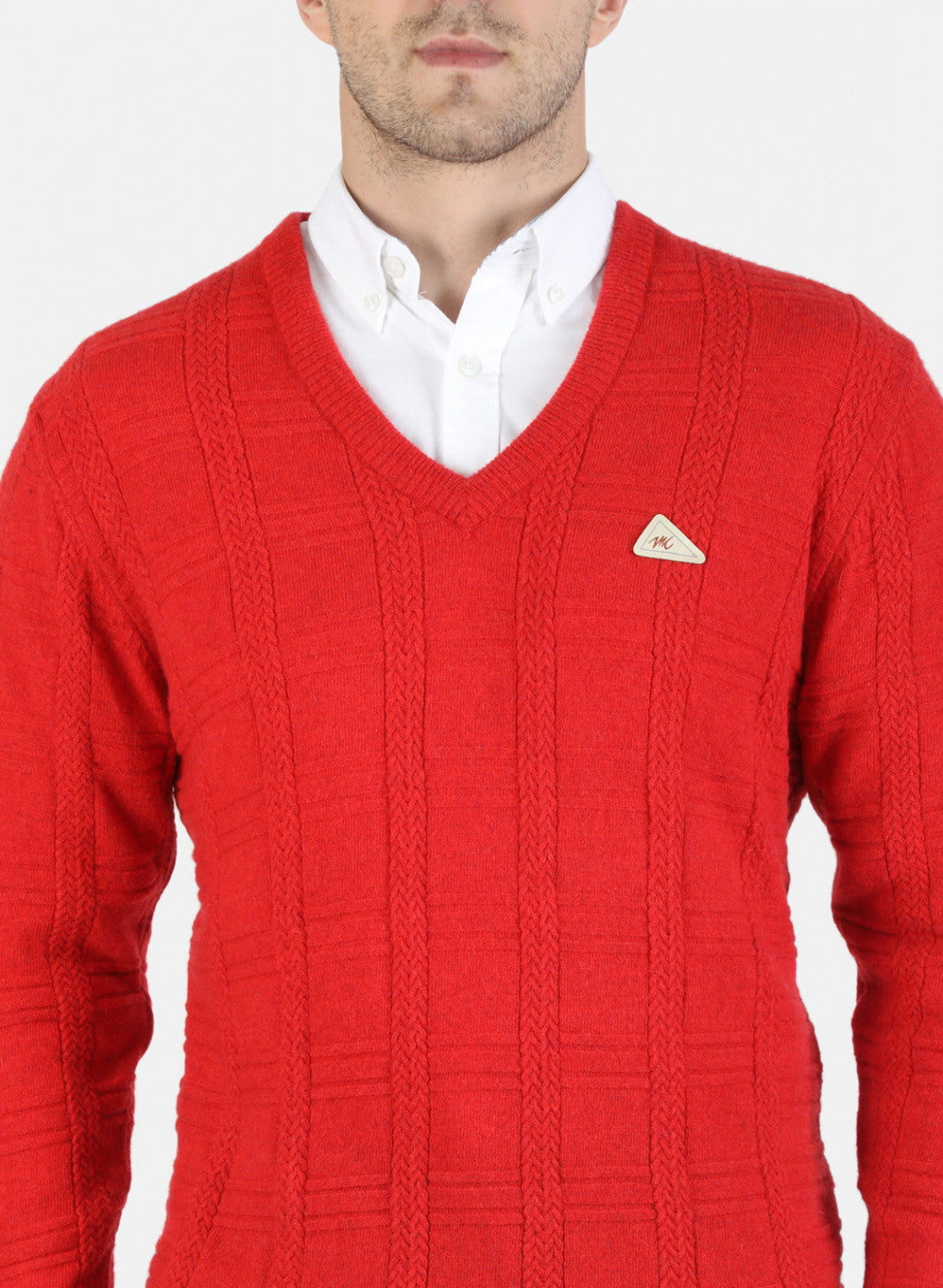 Men Red Solid Pullover