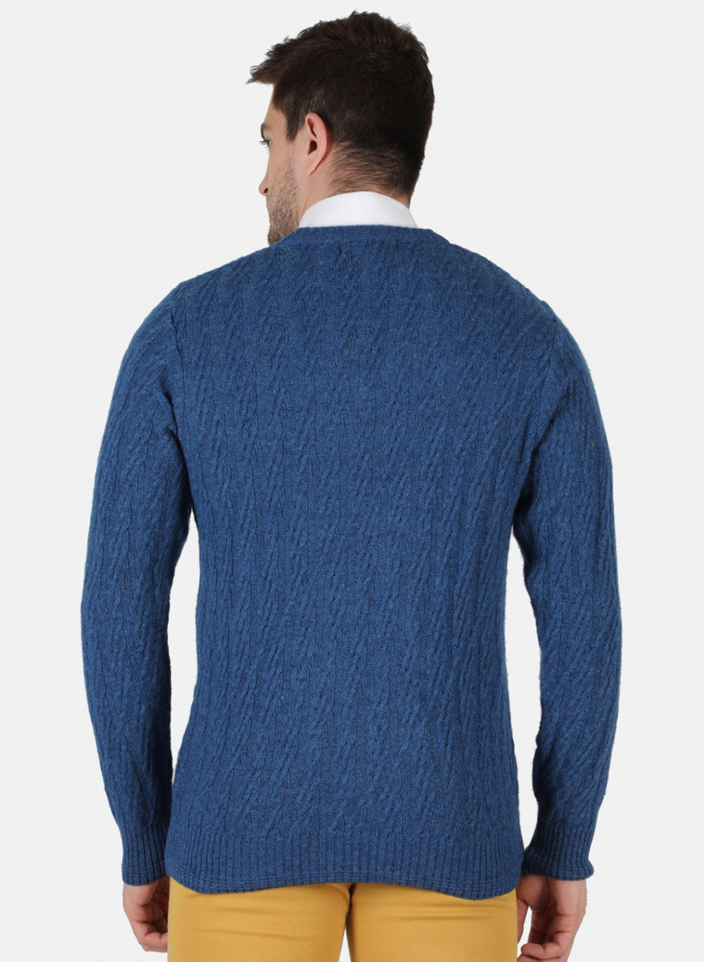 Men Blue Self Design Pullover