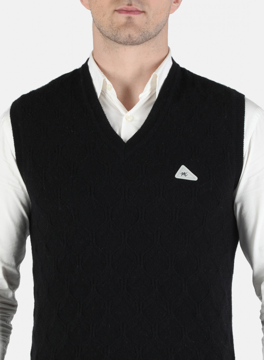 Men Black Self Design Sweater