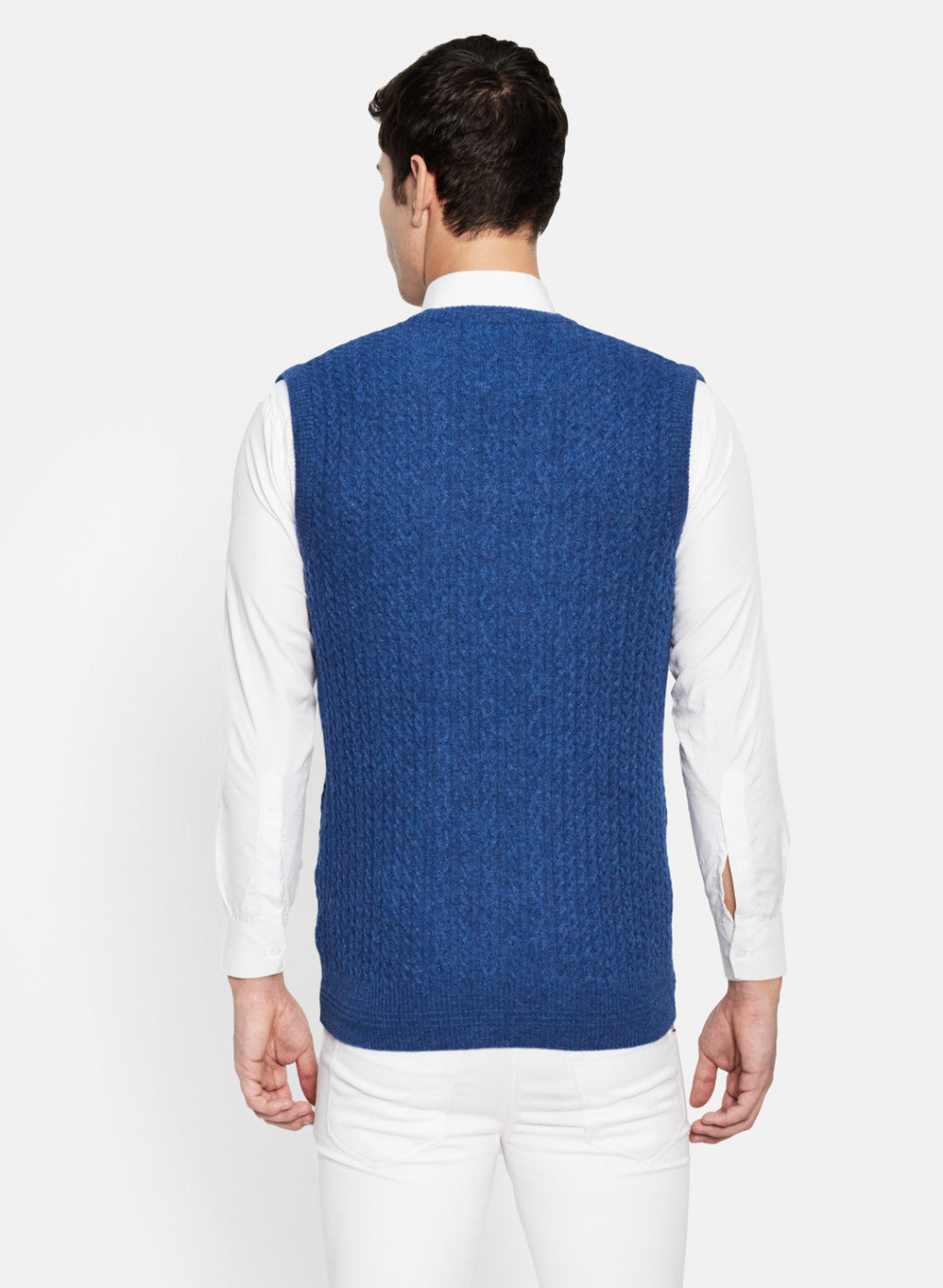 Men Blue Self Design Sweater