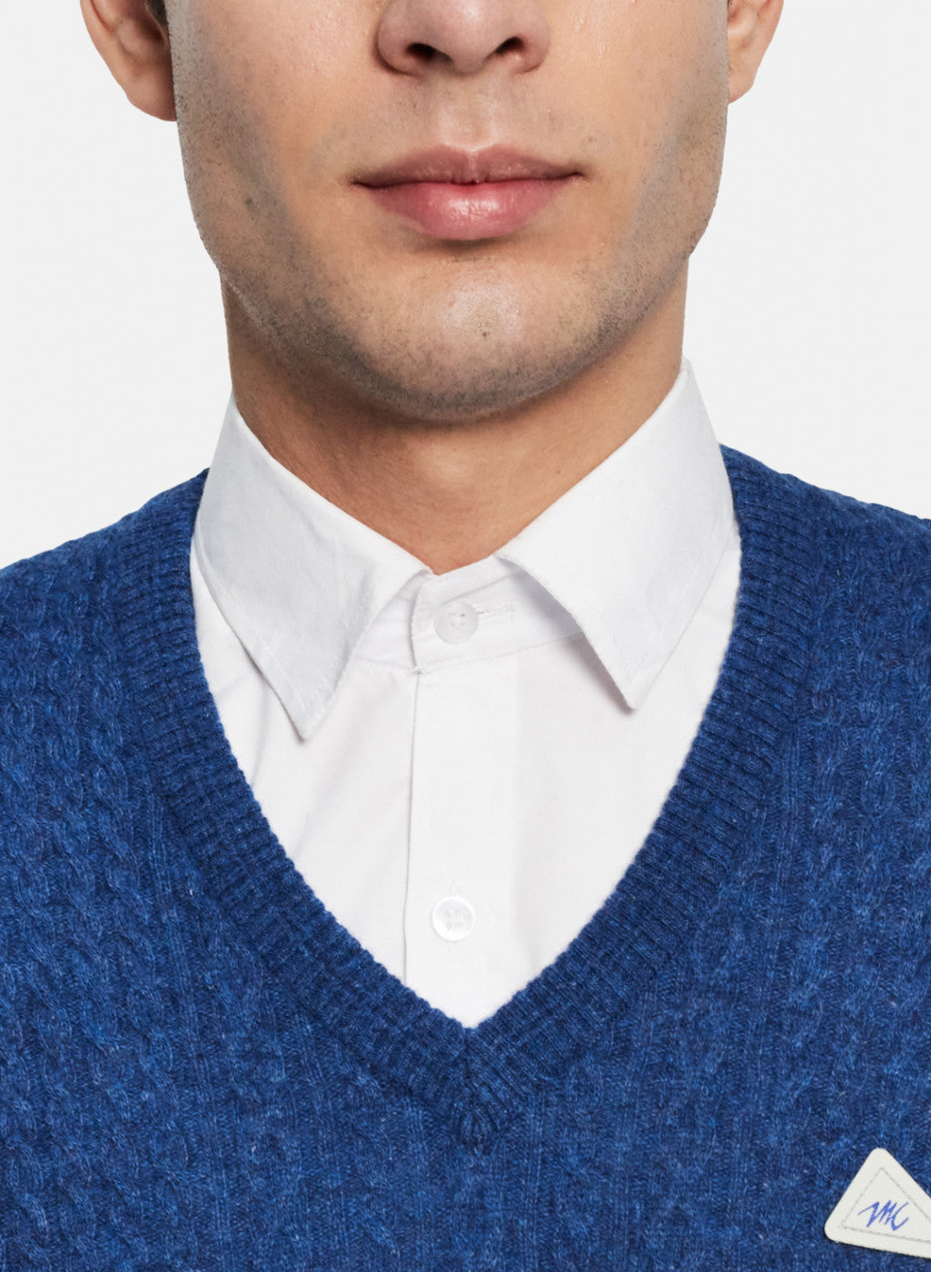 Men Blue Self Design Sweater