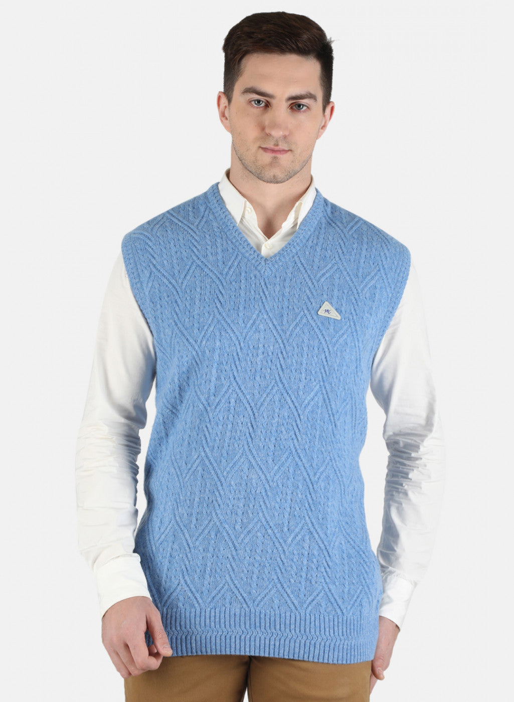 Men Blue Self Design Sweater