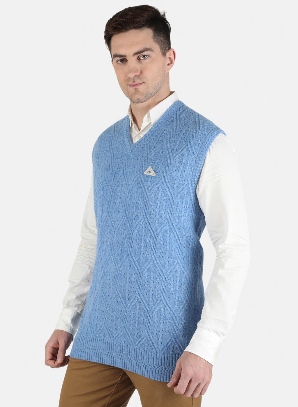 Men Blue Self Design Sweater