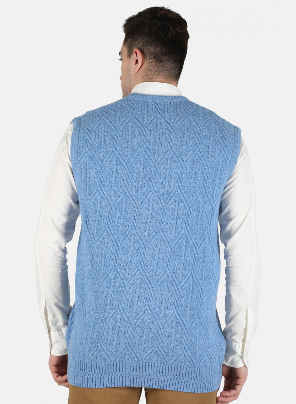 Men Blue Self Design Sweater