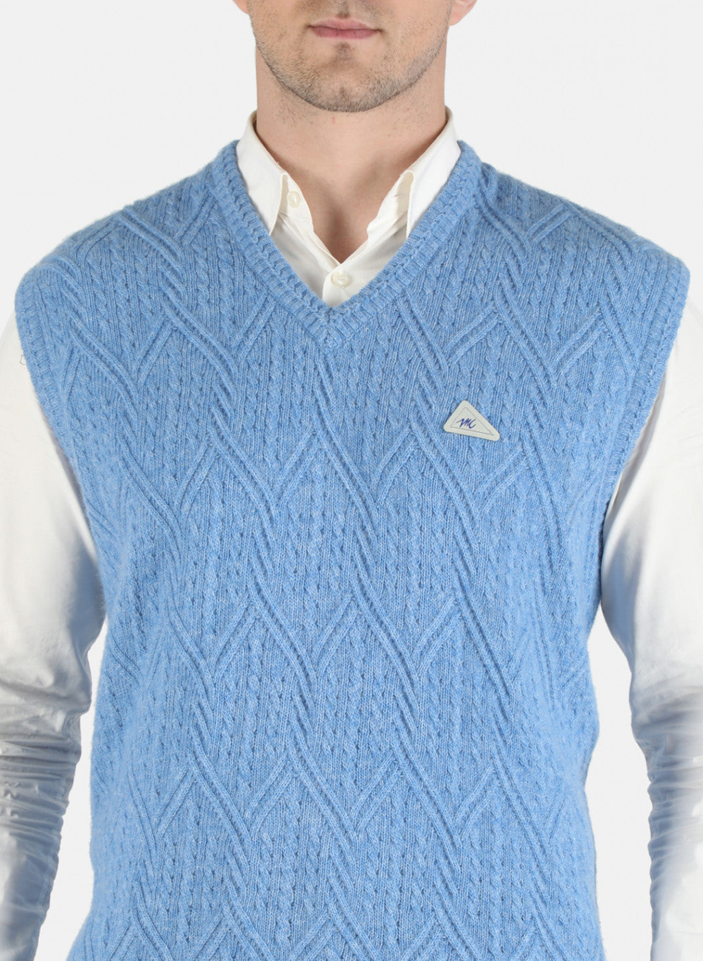 Men Blue Self Design Sweater