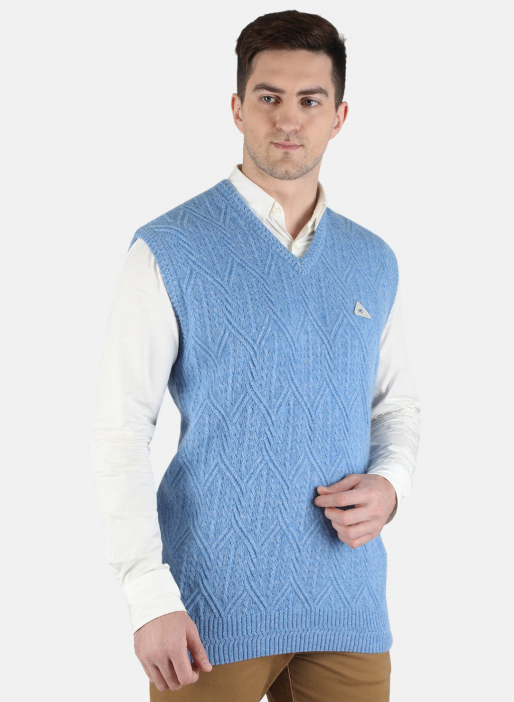 Men Blue Self Design Sweater