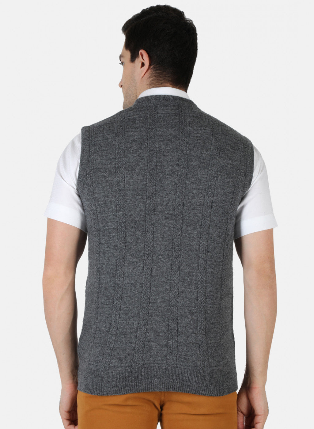 Men Grey Self Design Cardigan