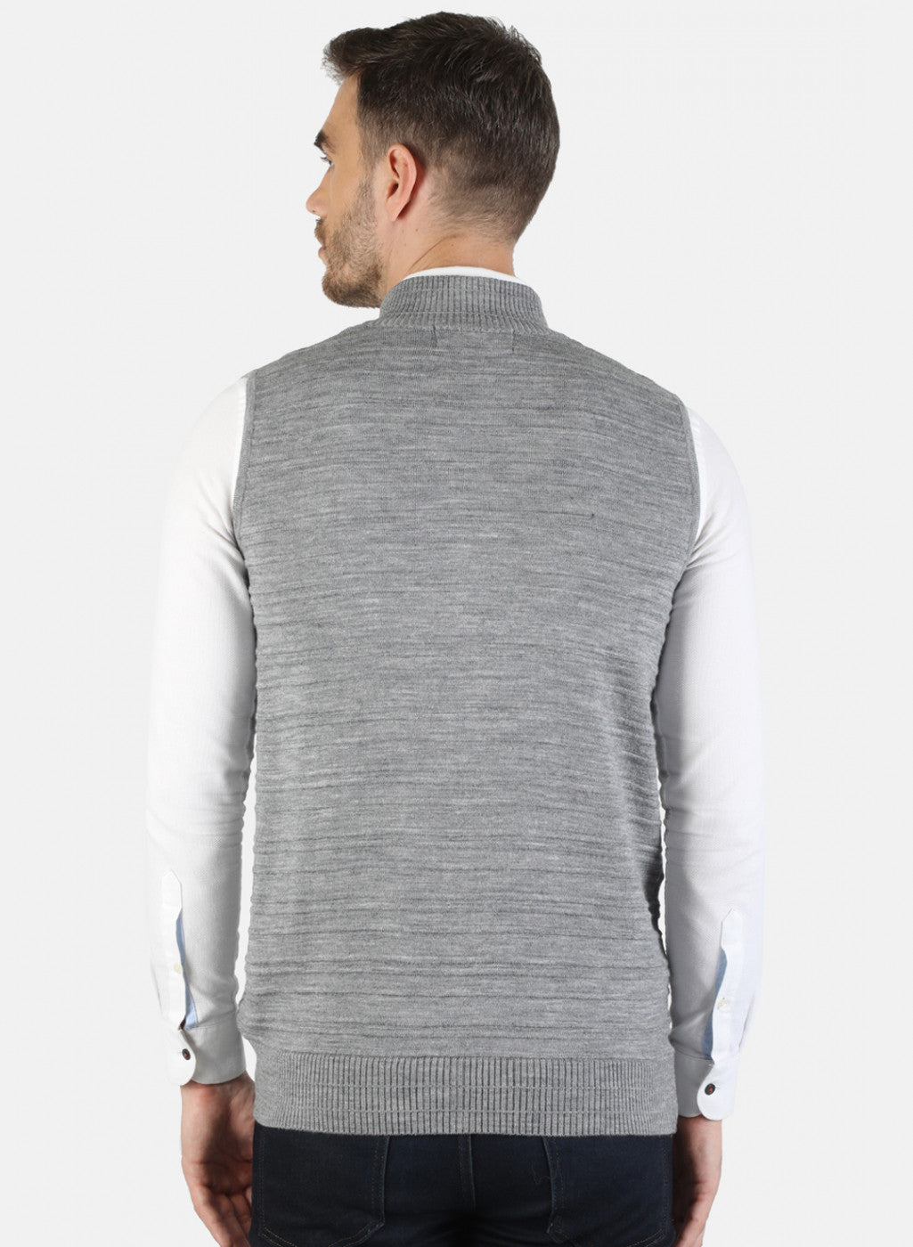 Men Grey Solid Pullover