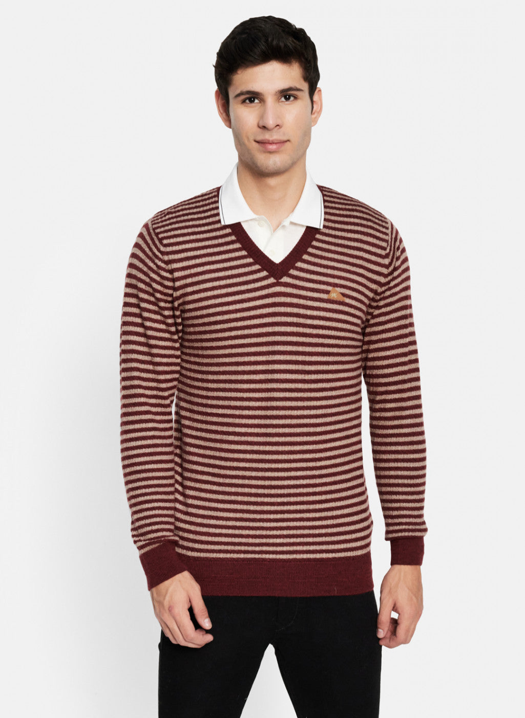 Men Maroon Solid Pullover