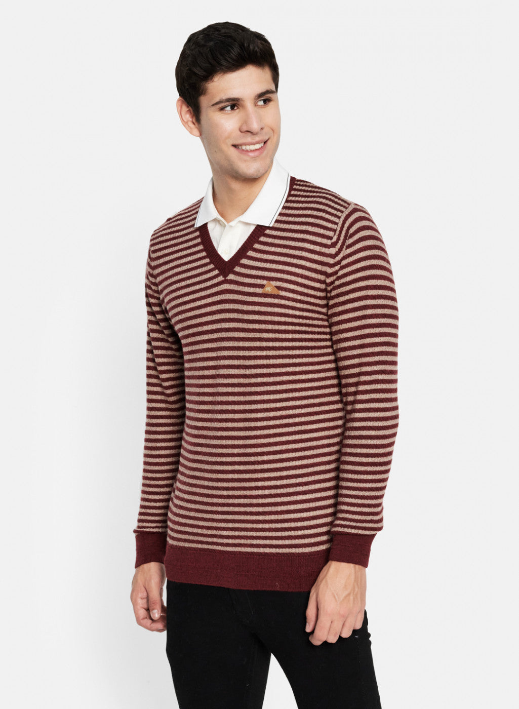 Men Maroon Solid Pullover