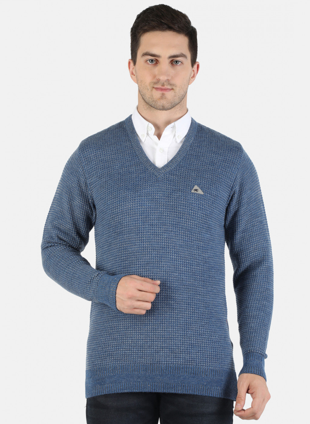 Men Blue Self Pullover