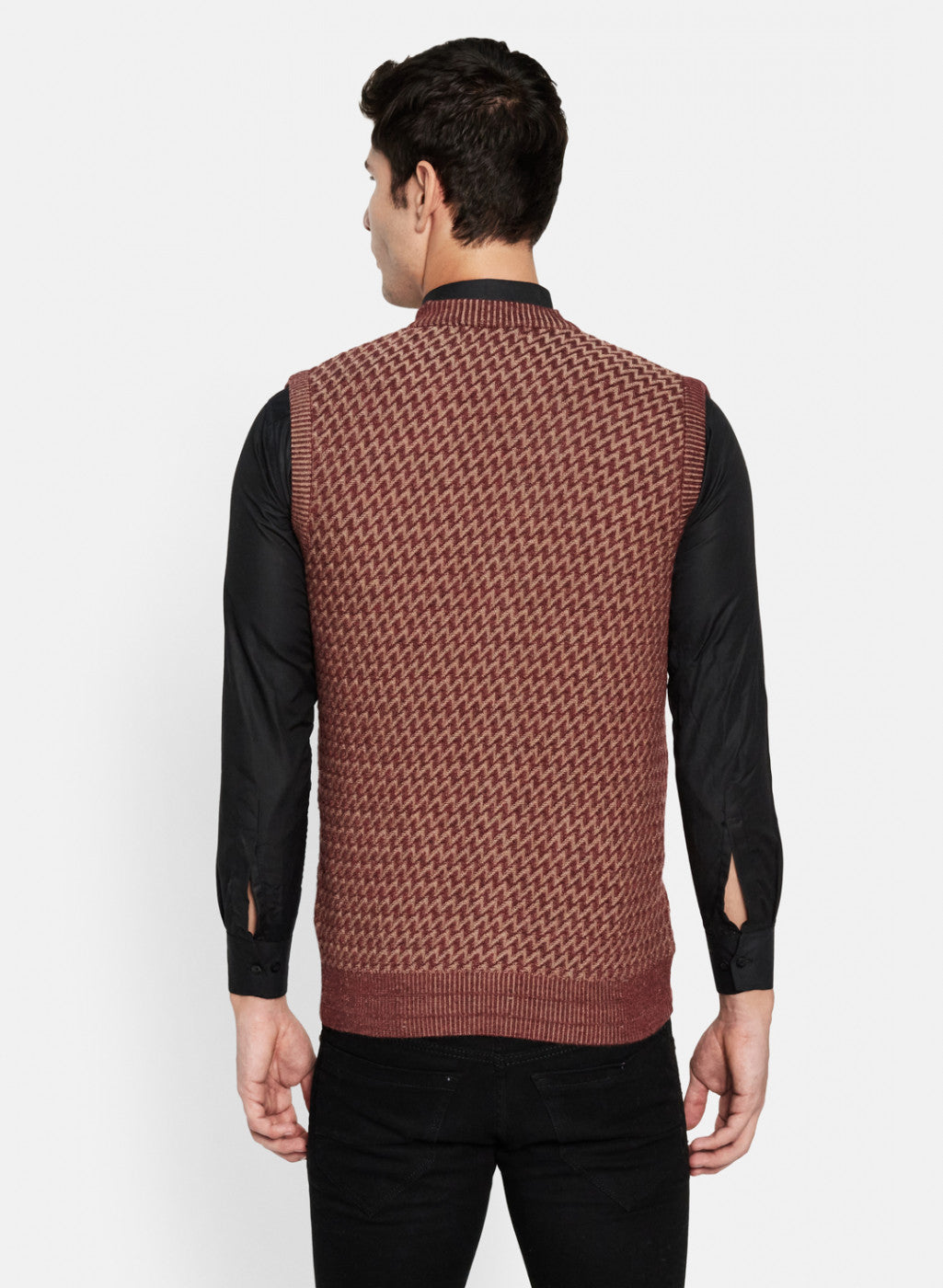 Men Rust Solid Cardigan