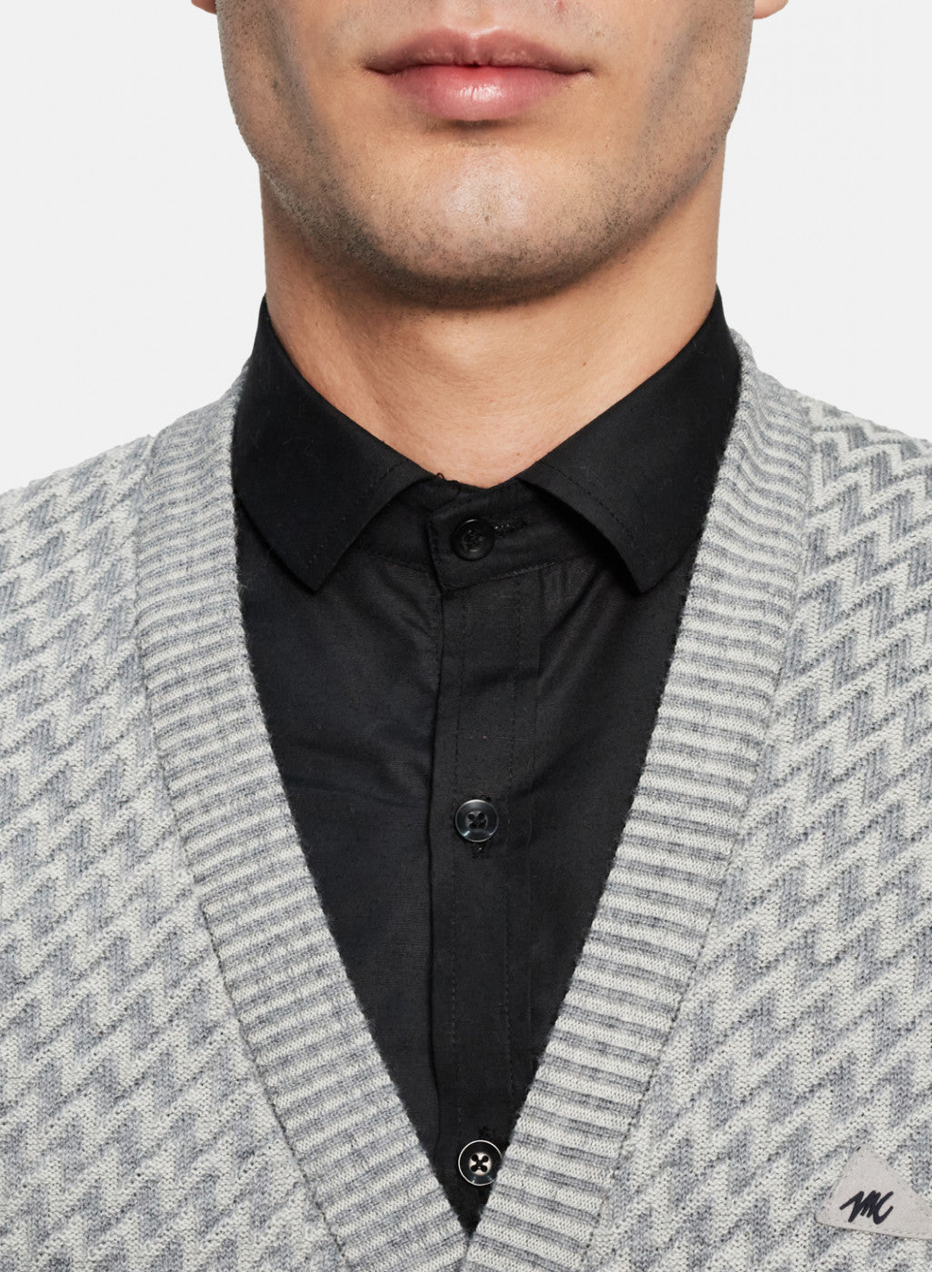 Men Grey Solid Cardigan