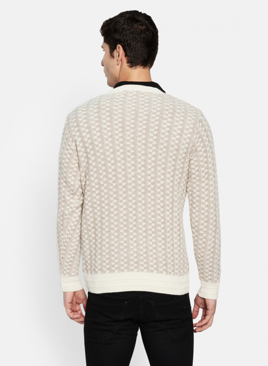 Men Off White Solid Pullover