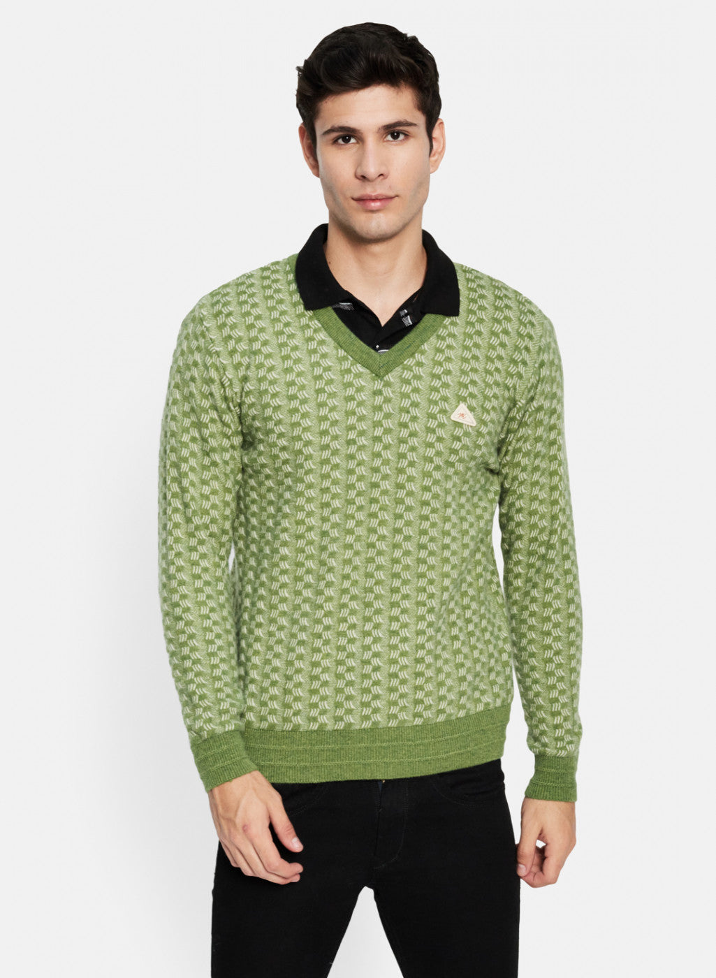 Men Green Solid Pullover