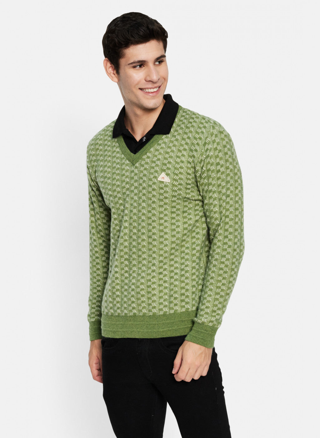 Men Green Solid Pullover