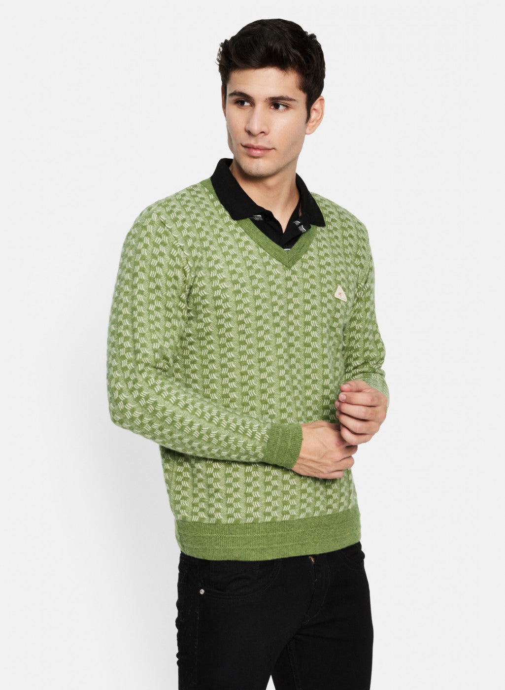 Men Green Solid Pullover