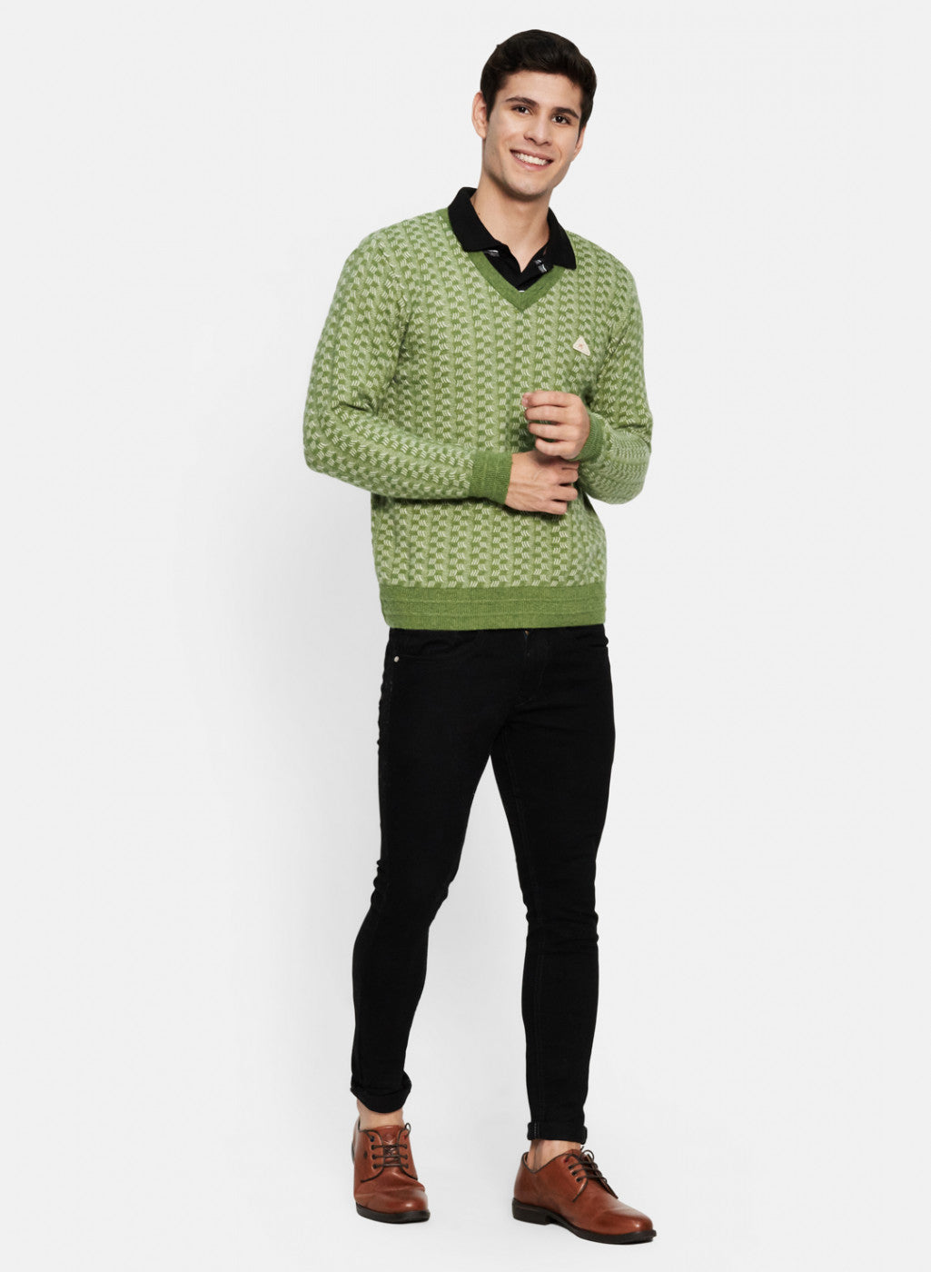 Men Green Solid Pullover