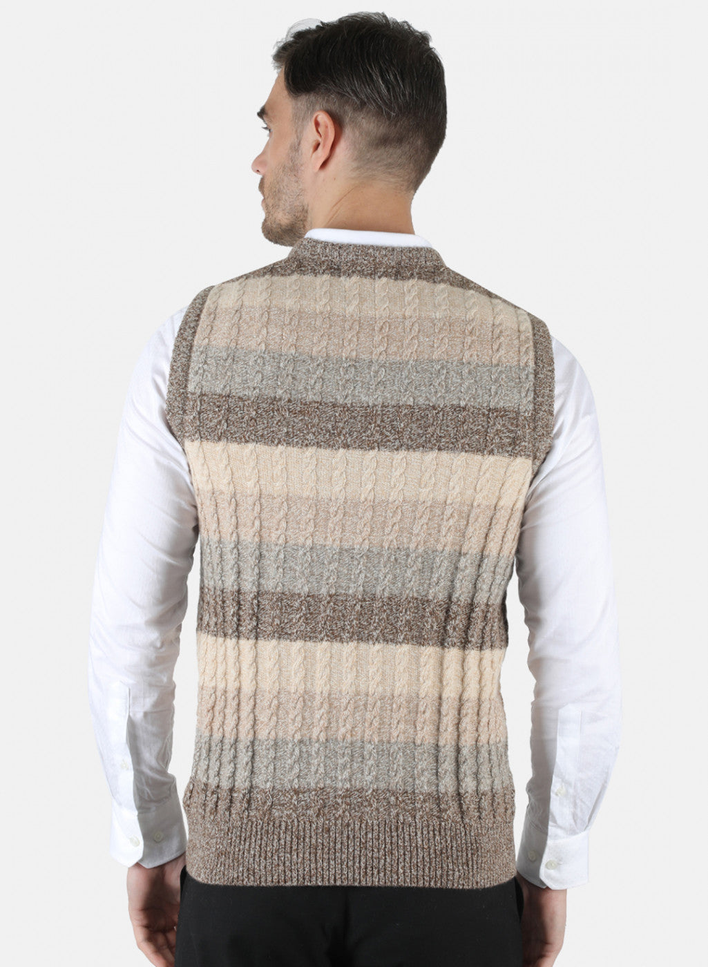 Men Brown Self Design Sweater