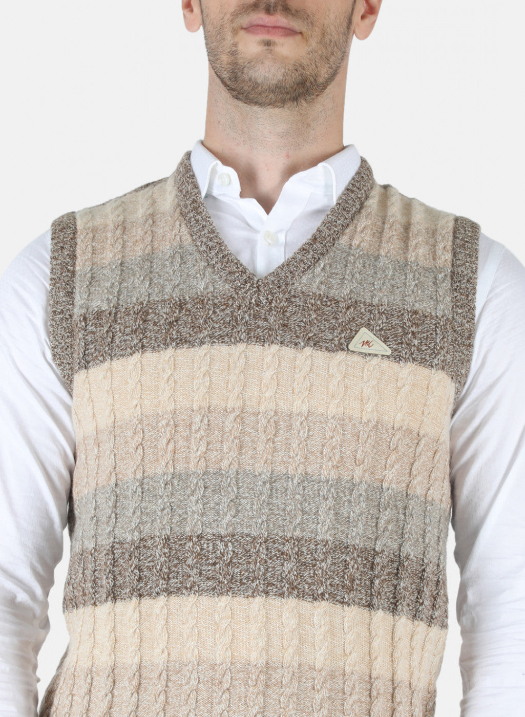 Men Brown Self Design Sweater