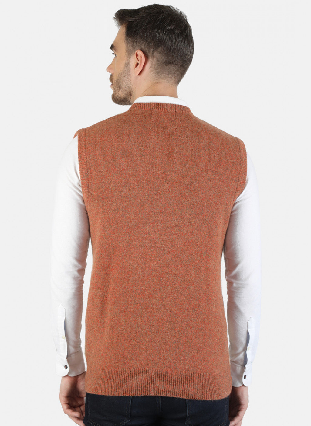 Men Orange Self Sweater