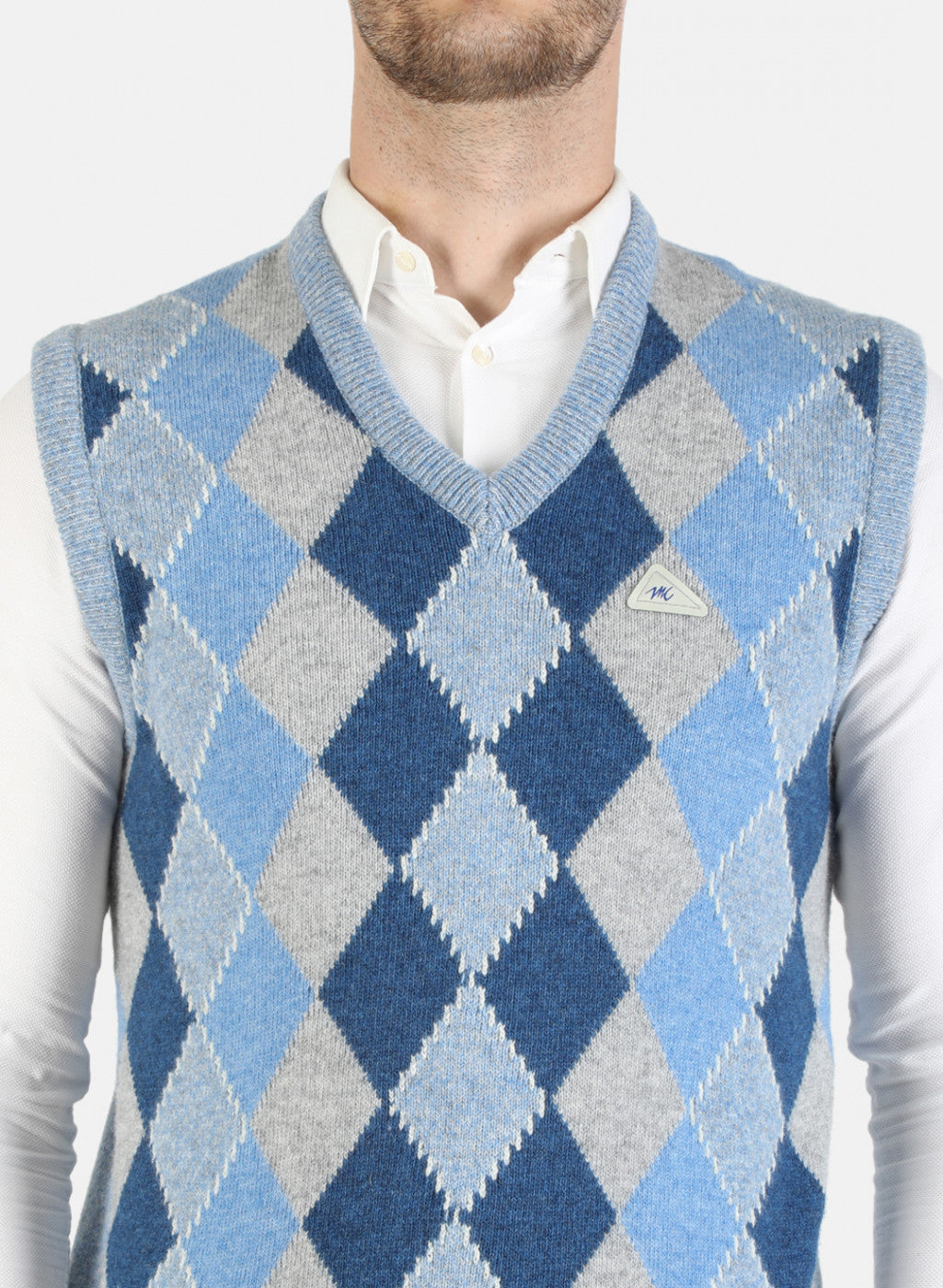 Men Blue Self Sweater