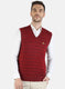 Men Red Self Sweater