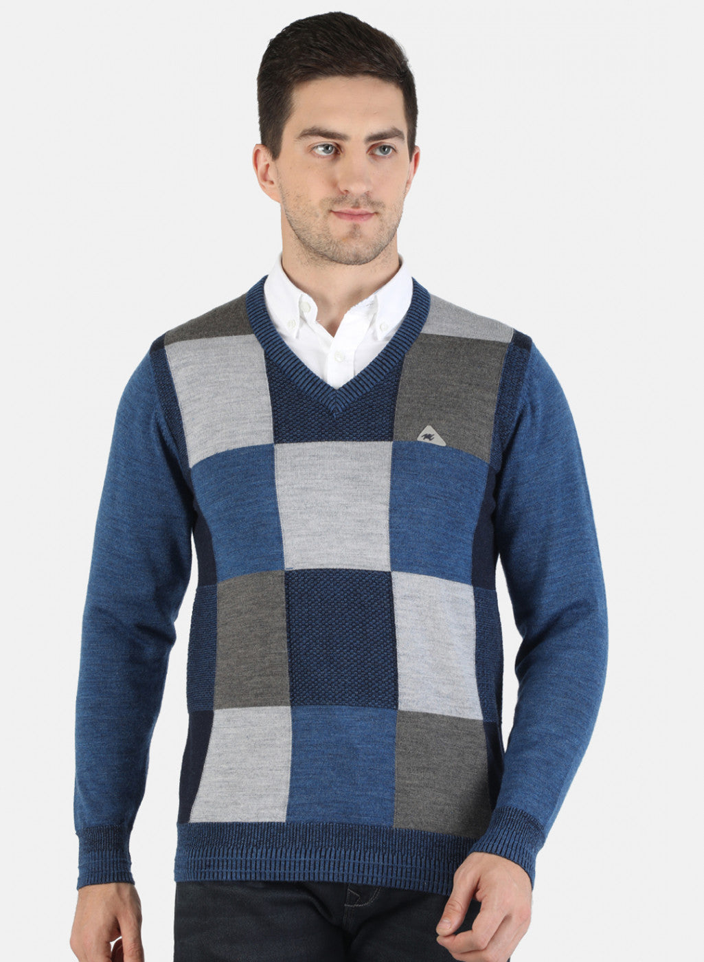 Men Blue Self Pullover