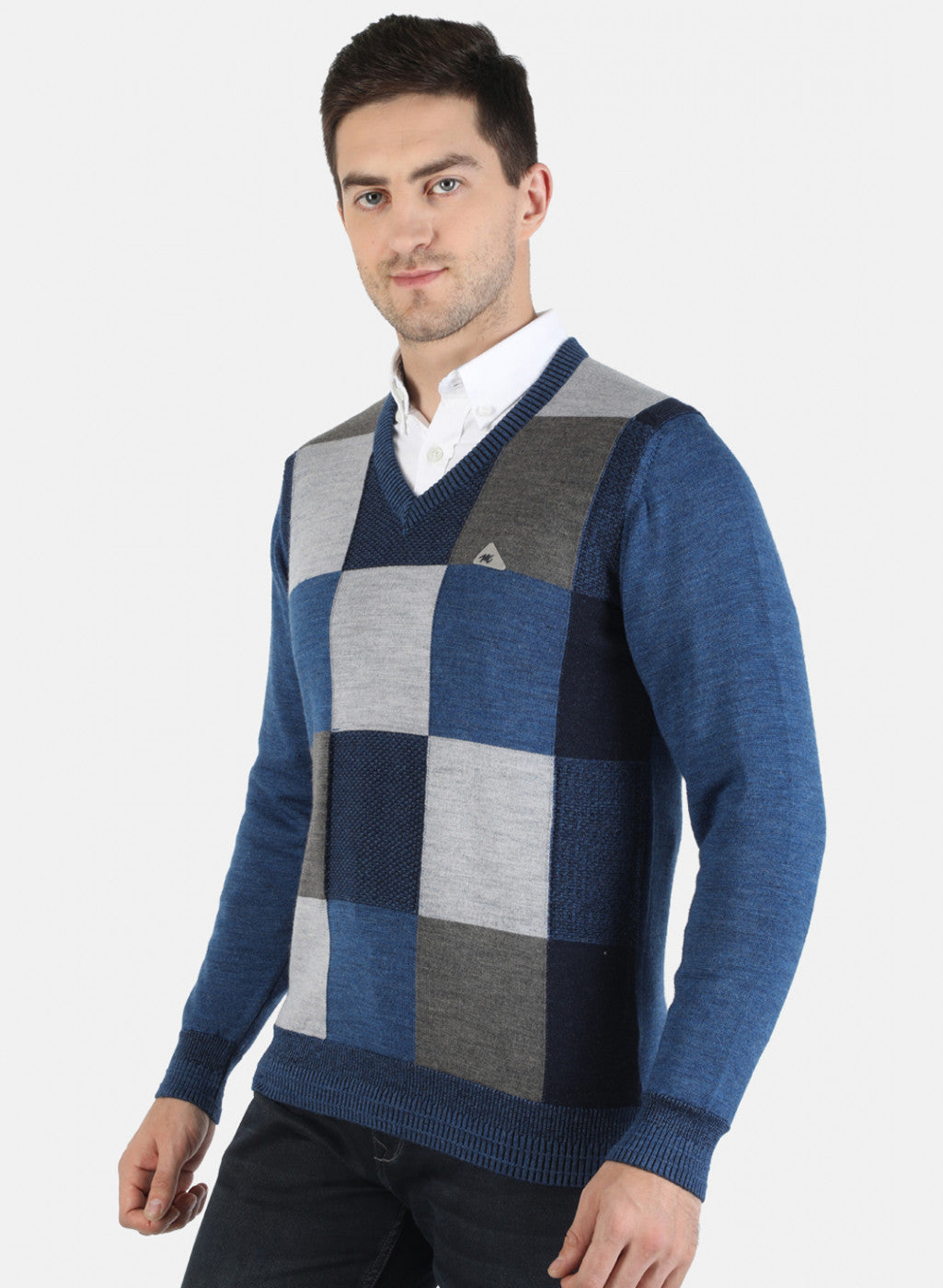 Men Blue Self Pullover