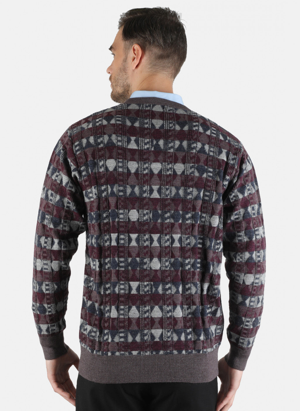 Men Multi Color Self Design Pullover