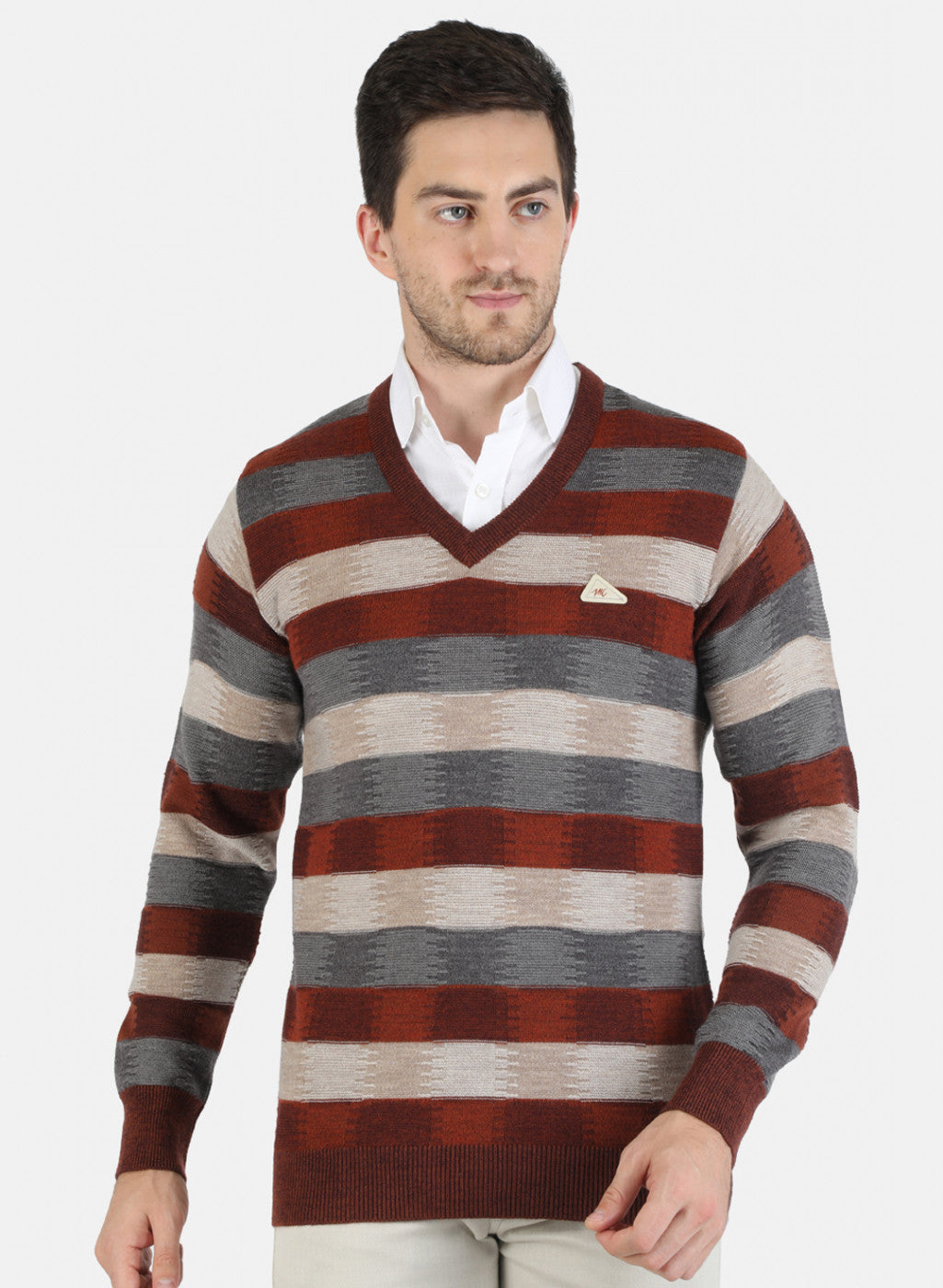 Men Maroon Self Design Pullover