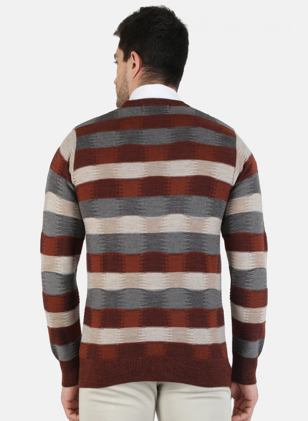 Men Maroon Self Design Pullover