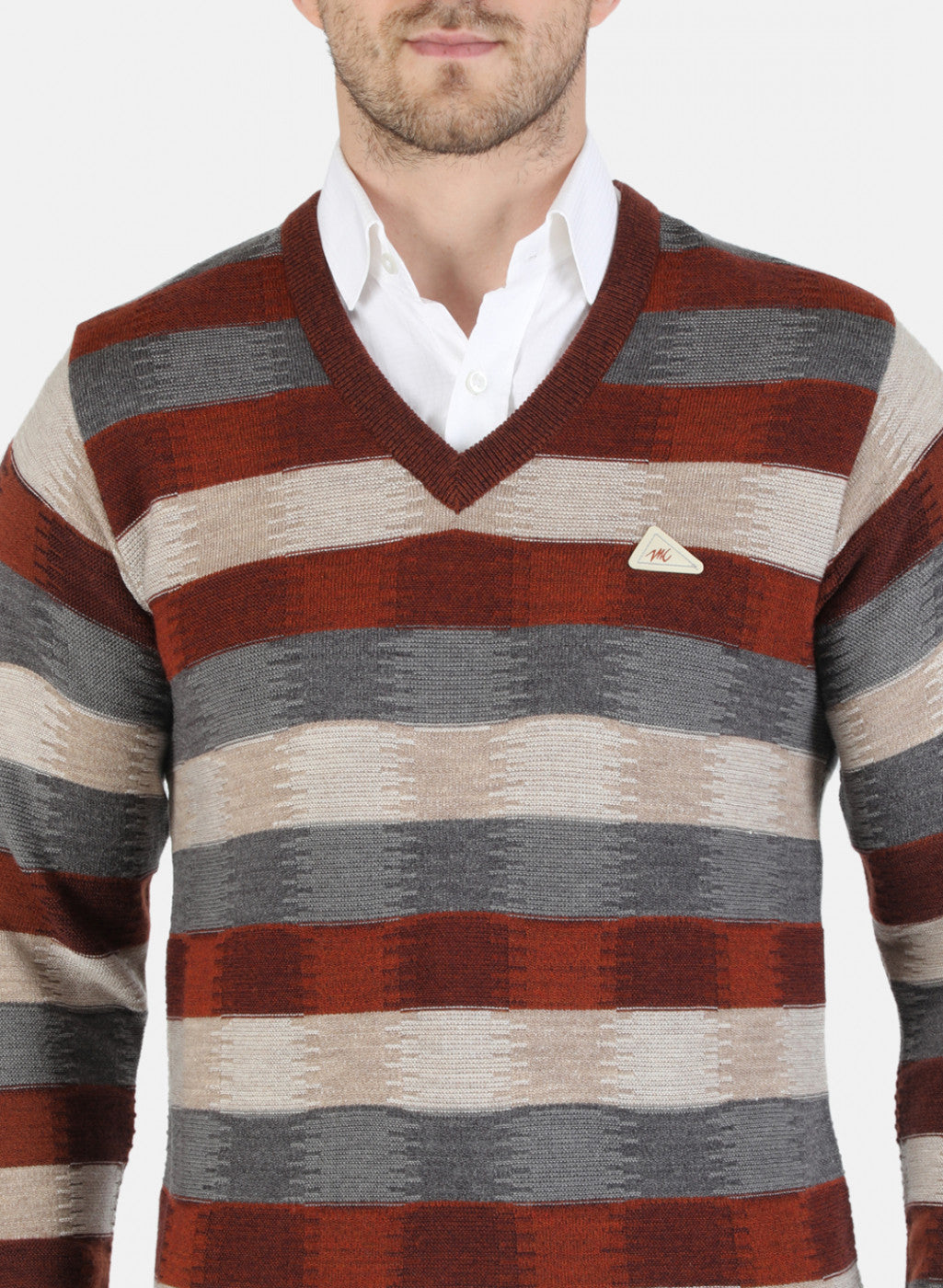 Men Maroon Self Design Pullover