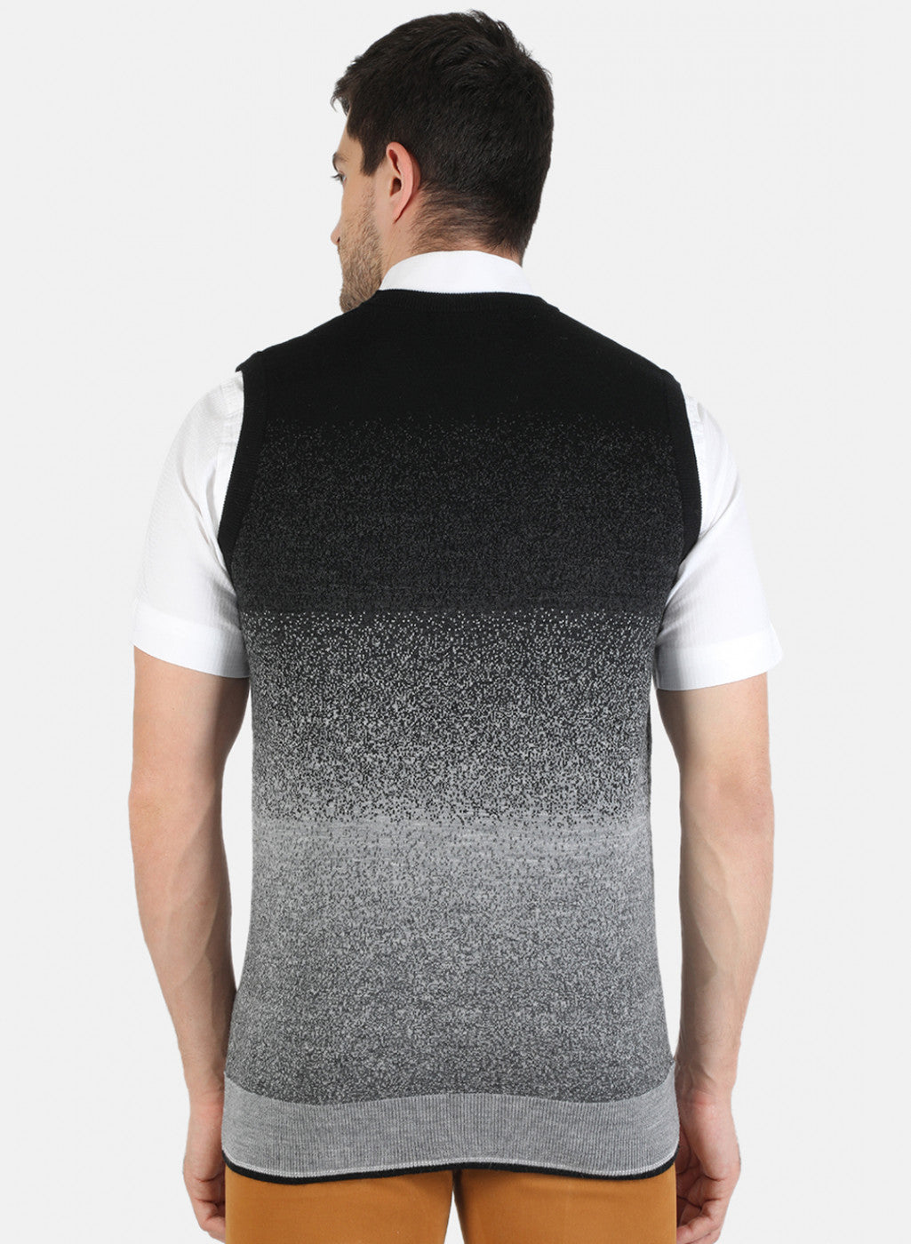 Men Grey Self Design Sweater