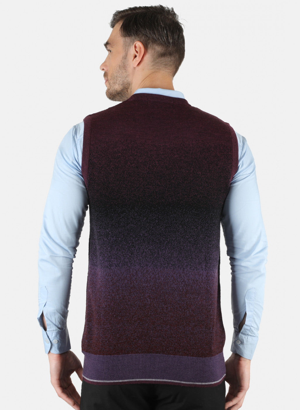 Men Purple Self Design Sweater