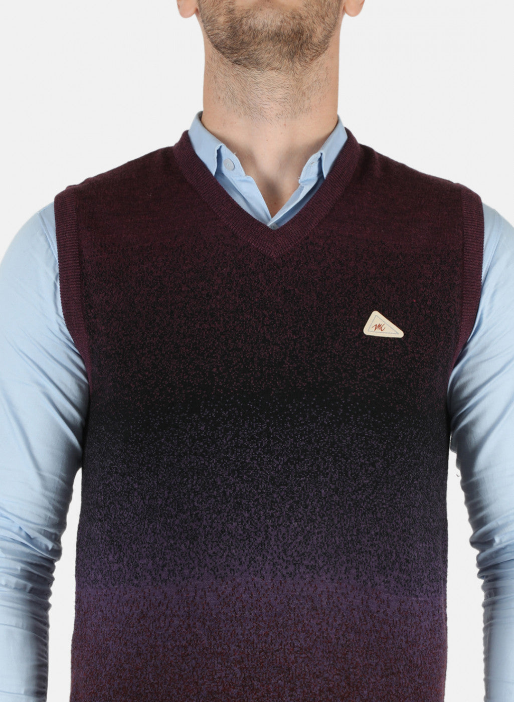 Men Purple Self Design Sweater