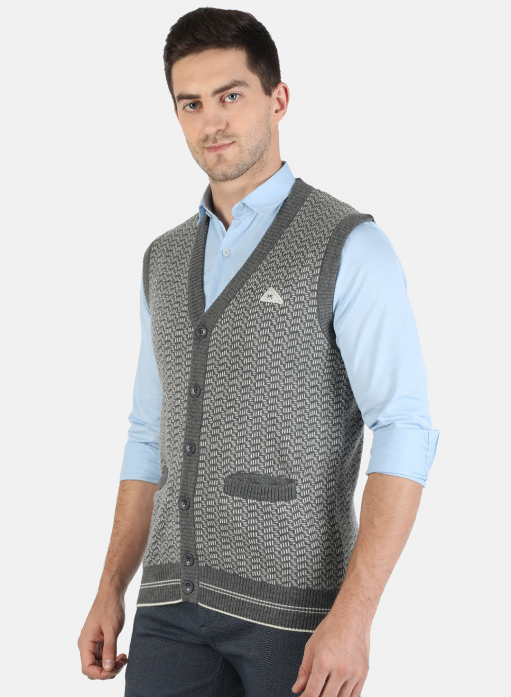 Men Grey Self Cardigan