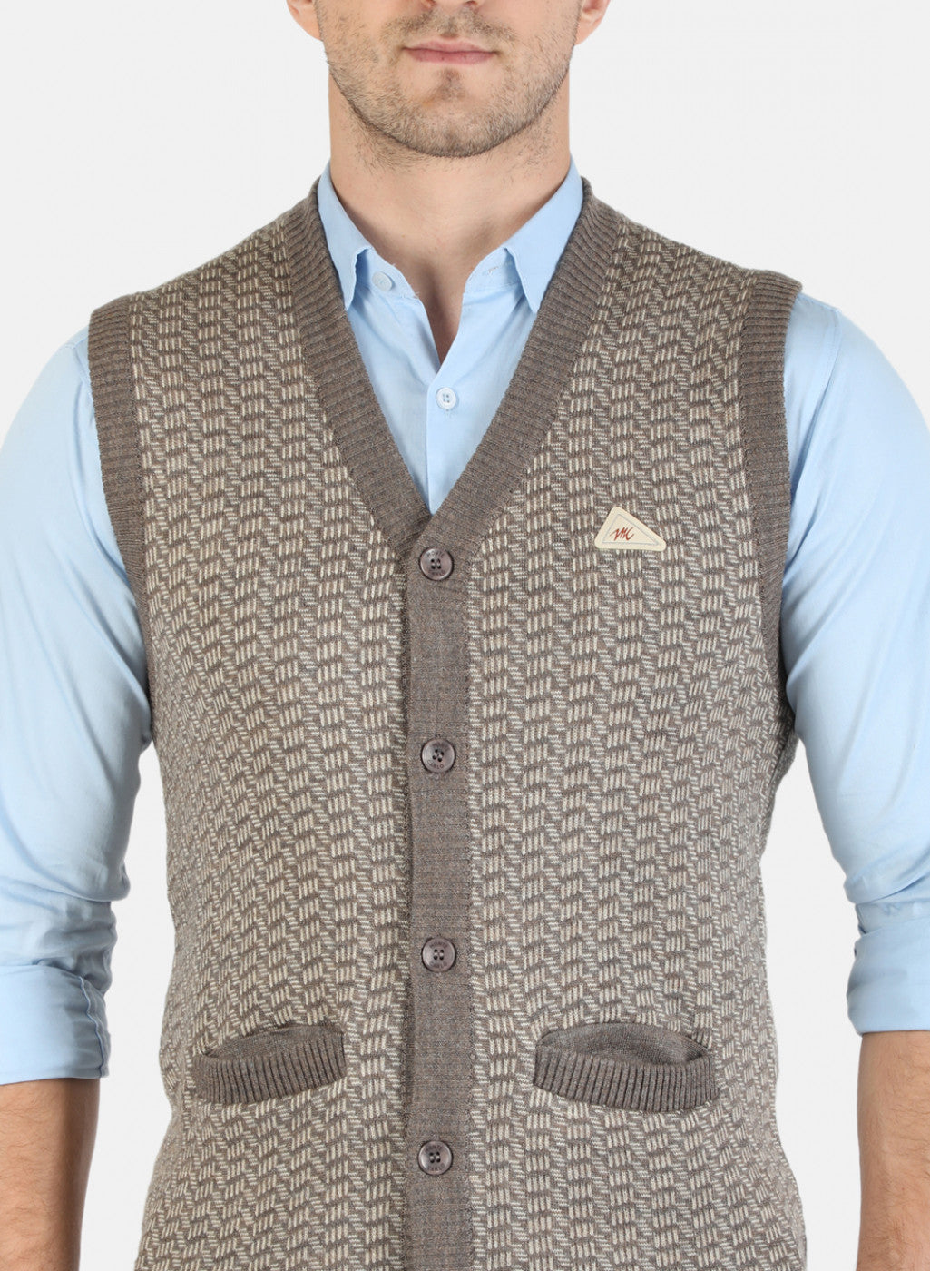 Men Brown Self Cardigan