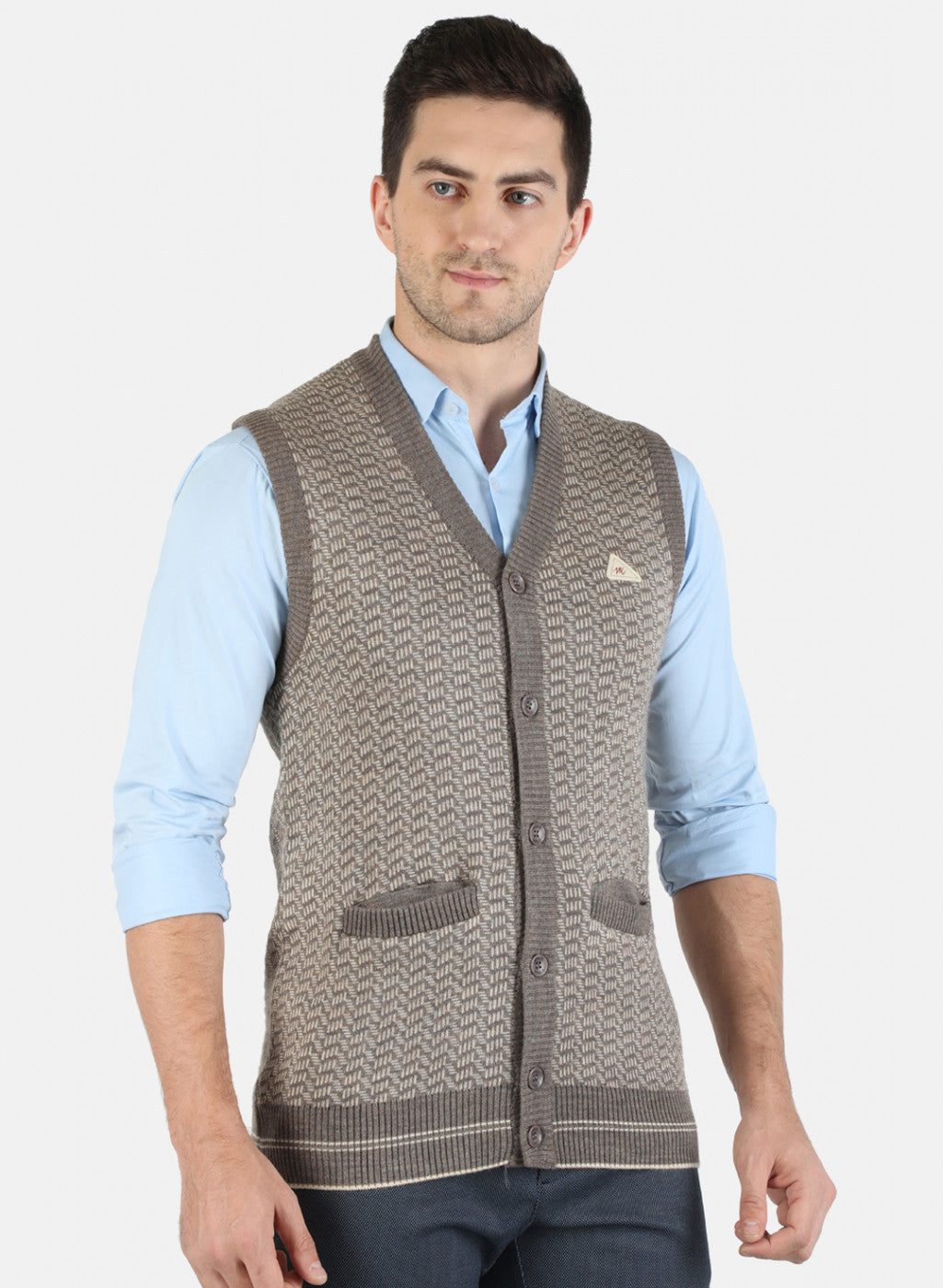 Men Brown Self Cardigan