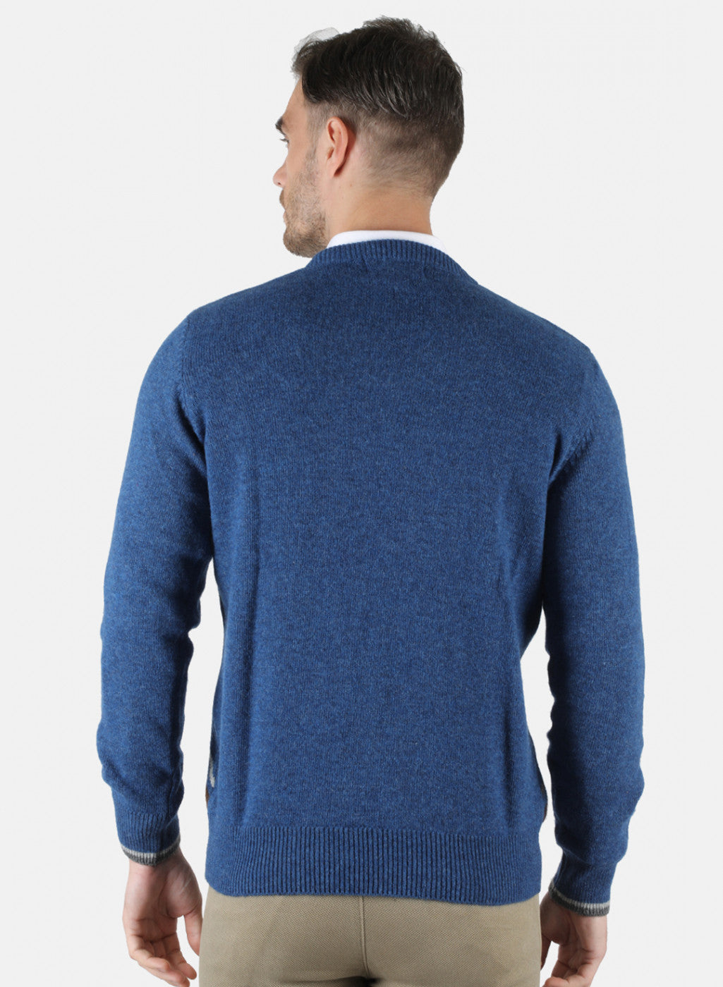 Men Blue Self Design Pullover