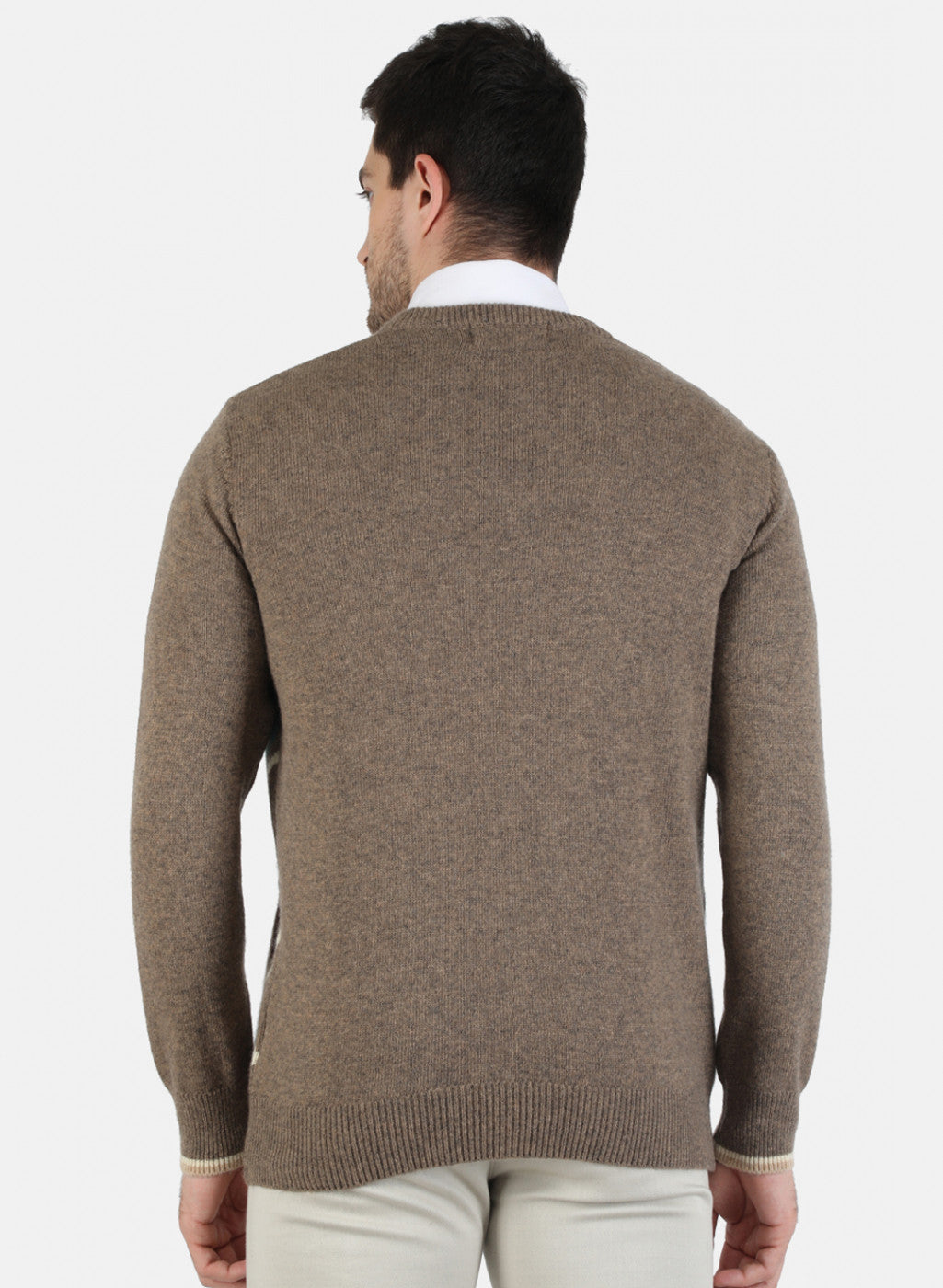 Men Brown Self Design Pullover