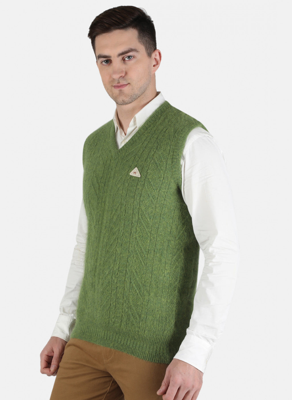 Men Green Self Design Sweater