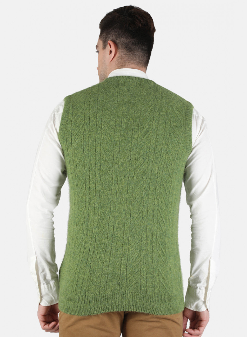 Men Green Self Design Sweater