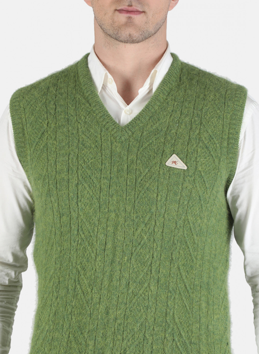 Men Green Self Design Sweater