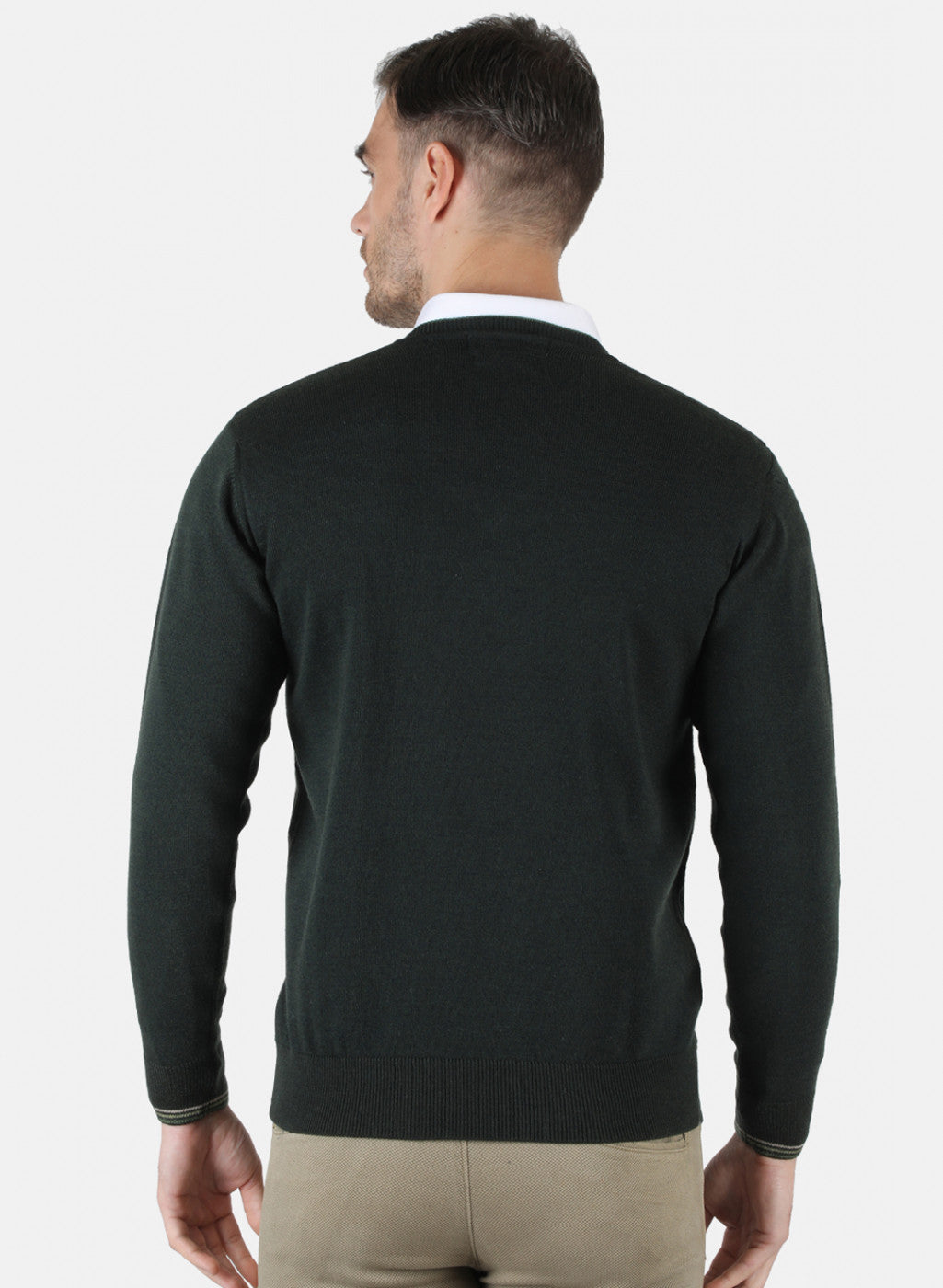 Men NAvy Blue Self Design Pullover